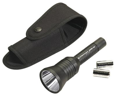 Super Tac Flashlight with Holster Uses 2 Lithium Batteries Black Boxed