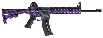M&P 15-22 Threaded Barrel .22 Long Rifle 16.5 Inch Barrel Flash Suppressor 6-Position Collapsible Stock Purple Platinum Finish 25 Round