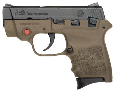 M&P Bodyguard With Integrated Crimson Trace Red Laser .380 Auto 2.75 Inch Barrel Flat Dark Earth Finish Manual Thumb Safety 6 Round
