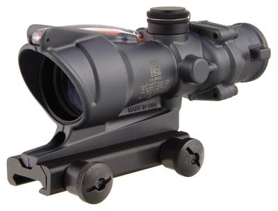 ACOG 4x32mm Dual Illumination Scope Calibrated For Flat Top .223 Rifles Chevron With Red Dot Reticle Cerakote Sniper Gray