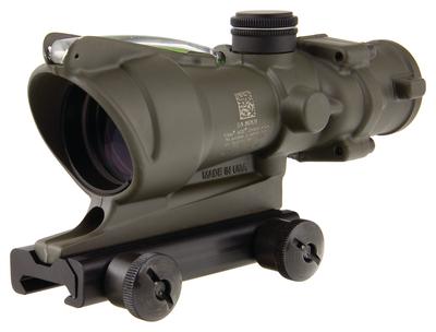 ACOG 4x32mm Dual Illumination Scope Calibrated For Flat Top .223 Rifles Chevron With Green Dot Reticle Cerakote OD Green