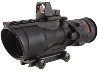 ACOG Scope with Dual Illuminated Chevron .308 Ballistic Reticle with TA75 Mount and LED RMR 6.5 MOA Red Dot Sight.