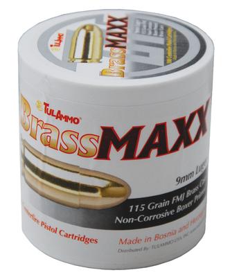 BrassMaxx Ammo 9x19 (9mm Luger) 115 Grain Full Metal Jacket 100 Per Box 10 Boxes Per Case