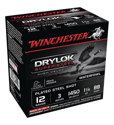 Drylok Super Steel High Velocity Waterfowl Loads Plated12 Gauge 3 Inch 1450 FPS 1.25 Ounce BB Steel Shot