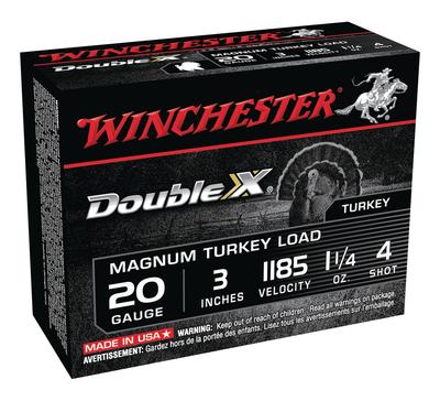 Double X Magnum Turkey Loads Copper Plated Buffered 20 Gauge 3 Inch 1185 FPS 1.25 Ounce 4 Shot