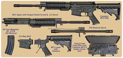 RMCS-2 Multi-Caliber Rifle Kit 5.56mm/.300 AAC Blackout 16 Inch Barrels MCS Flat Top Upper MCS Lower With Telestock 30 Round