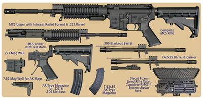 RMCS-3 Multi-Caliber Rifle Kit 5.56mm/.300 AAC Blackout/7.62x39mm 16 Inch Barrels MCS Flat Top Upper MCS Lower With Telestock 30 Round
