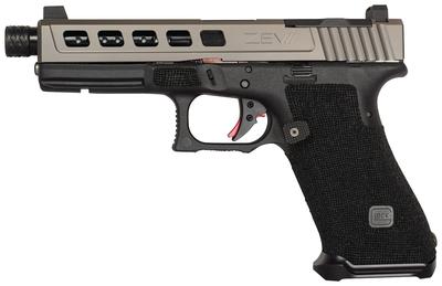 Z17 Glock 17 Gen3 9mm 4.49 Inch Threaded Barrel Titanium Gray Slide Finish Dragonfly Cut Co-Witness Sight Set 17 Round