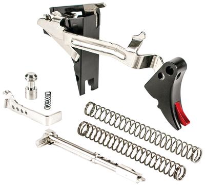 Professional Fulcrum Ultimate Trigger Kit for Glock 1st-3rd Gen 9mm Black Trigger Pad with Red Safety