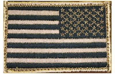 American Flag Patch Reversed Subdued Coyote Tan 2x3 Inches