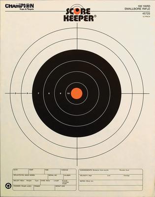 100 Yard Small Bore Rifle Orange Bullseye 12 Per Pack