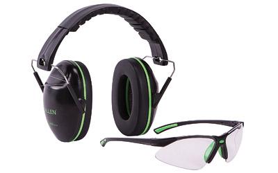 Gamma Junior Earmuff & Glasses Combo, Black/Green Plastic, NRR 23 Rated, Anti-fog/Clear Lenses, Adjustable, Foldable 2325