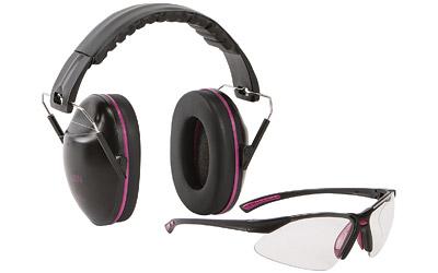 Gamma Junior Earmuff & Glasses Combo, Black/Orchi d Plastic, NRR 23 Rated, Anti-fog/Clear Lenses, Adjustable, Foldable 2326