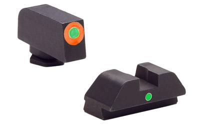 I-Dot, Sight, Fits Glock 42 and 43, Green Tritium Orange Outline Front with Green Rear GL-205
