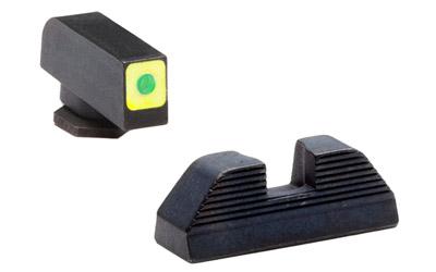 Sight, Fits Glock 42 and 43, Green Tritium LimeGreenLumi Square Outline Front Serrated Rear Set GL-646