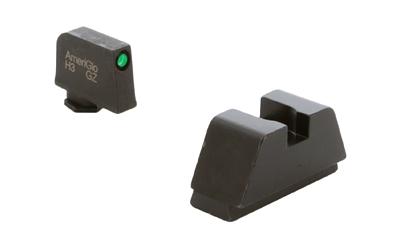 Optic Compatible Sets for Glock, For Glock 43X/48 MOS, Green Tritium with Black Outline, Black Rear, .220" Front and .295" Rear GL-880