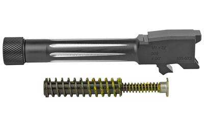 Drop-In Threaded Barrel for FN 509, For Pistols with 4.00" Factory Barrel, 1/2-28 Threads, Stainless Steel Fluted w/ Black Melonite, Thread Protector and Light Recoil Spring Assembly Included 105-072