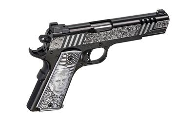 Trump Rally Cry 1911, Semi-automatic, Full Size, 45ACP, 5" Barrel, Aluminum Engraved Grips, Night Sights, 7 Rounds, 1 Magazine 1911TCAC12N