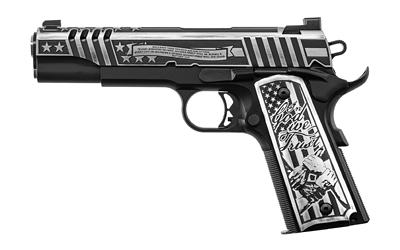 United We Stand Special Edition 1911, Semi-automatic, Metal Frame Pistol, Full Size, 45ACP, 5" Barrel, Steel, Black Armor Cerakoted Stainless Steel Frame/Slide, Aluminum Engraved Grips, Night Sights, 7 Rounds, 1 Magazine 1911TCAC5N