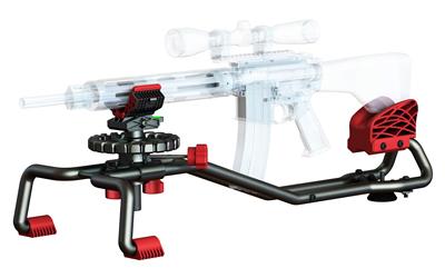 Bravo Shooting Rest, Non-Slip Rubber Stock Rest, Adjustable Leveling Feel, Ambidextrous Controls, Fits High Capacity Magazines for AK's and AR's, Rigid Steel Frame, Black/Red BC-BSR