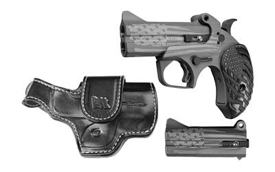 Old Glory Package 2, Derringer, 410 Gauge/45 Long Colt, 3.5" Barrel, Gray, Black Wood Grips with Flag, Fixed Sights, 2 Rounds, With Trigger Guard, Includes 357/38 Barrel and Holster BAOGP2