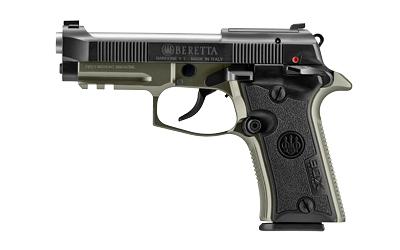 80X Cheetah, Semi-automatic Pistol, Double/Single Action, Metal Frame, Compact, 380 ACP, 3.9" Silver Barrel, Black Slide, Olive Drab Green Frame, Optics Ready, Ambidextrous Safety, Interchangeable Front Sight, 13 Rounds, 2 Magazines SPEC0713A
