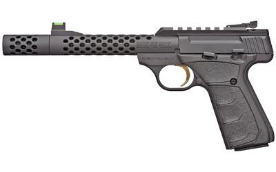 Buck Mark Plus Vision, Semi-automatic, 22 LR, 5.875" Barrel, Threaded, Compensator, Black Anodized Finish, Aluminum Frame, UFX Grip, Threaded, Thumb Safety, Adjustable Rear Sight & Fiber Optic Front Sight, 10Rd, 2 Magazines 051574490