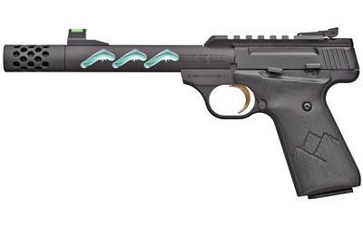 Buck Mark Plus Vision Mountain, Semi-automatic, 22 LR, 5.875" Skeletonized Barrel, Threaded, Compensator, Robin's Egg Blue Cerakote Inner Barrel, Black Anodized Outer Barrel, Black Anodized Aluminum Frame, UFX Grip, Thumb Safety, Adjustable Rear Sight &