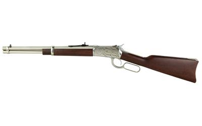 R92, Lever Action Rifle, 357 Magnum, 16" Round Barrel, Stainless Steel, Silver, Engraved US Flag on Receiver, Wood Furniture, Adjustable Sights, 8 Rounds 923571693-EN1