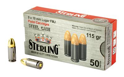 Steel Case, 9MM, 115 Grain, Full Metal Jacket, 50 Round Box AM8189