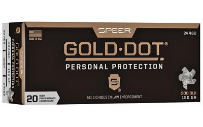 Speer Gold Dot, 300 Blackout, 150Gr, Gold Dot Hollow Point, 20 Round Box 24462