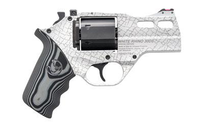 White Rhino Revolver, DA/SA, 357 Mag/38 Special, 3" Barrel, White Laser Etched Cerakote Finish, Gray and Black G10 Grips, 6Rd, 3 Moon Clips, Fiber Optic Front Sight 340-262