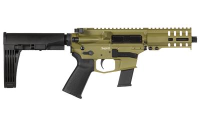 MkG Banshee, Semi-automatic Pistol, 45 ACP, 5" Barrel, Aluminum Frame, Bazooka Green Cerakote, 13Rd, Tailhook MOD 2 Pistol Brace, Thread Protector, CMMG RML4 Hand Guard, Magpul MOE Pistol Grip, Ambi Sling Plate, Ambi Selector, Ambi Charging Handle, 1 Glo