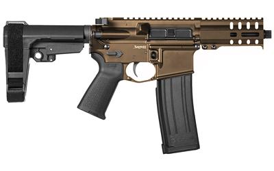 Mk4 Banshee 300, Semi-automatic Pistol, 5.7X28MM, 5" Barrel, 1:9 Twist, Aluminum Frame, Midnight Bronze Cerakote Finish, CMMG RipBrace, Ambi Sling Plate, Thread Protector, Threaded 1/2-28, CMMG RML4 MLOK Hand Guard, 40Rd  CMMG Magazine 54A186A-MB