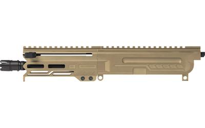DISSENT, Complete Upper Receiver, 5.7X28MM, 6.5" Threaded Barrel, 1/2x28, CMMG Zeroed Linear Compensator, Cerakote Finish, Coyote Tan, M-LOK Free Float Handguard, Fits AR-15/CMMG MK57 Lower Receiver, Includes 1913 Picatinny Rail End Plate 57BA8AE-CT
