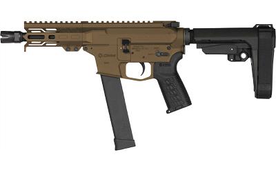 Banshee MKG, Semi-automatic Pistol, AR, 45 ACP, 8" Threaded Barrel, 0.578x28, CMMG Zeroed Linear Compensator, Cerakote Finish, Midnight Bronze, M-LOK Handguard, CMMG Zeroed Polymer Grip, Pistol Tube, Manual Safety, 26 Rounds, 1 Magazine, Accepts GLOCK St