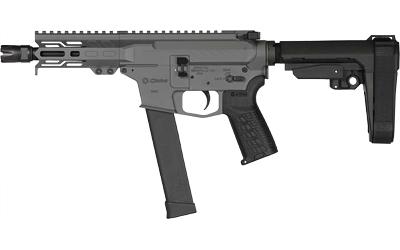 Banshee MKG, Semi-automatic Pistol, AR, 45 ACP, 8" Threaded Barrel, 0.578x28, CMMG Zeroed Linear Compensator, Cerakote Finish, Tungsten, M-LOK Handguard, CMMG Zeroed Polymer Grip, Pistol Tube, Manual Safety, 26 Rounds, 1 Magazine, Accepts GLOCK Style Mag
