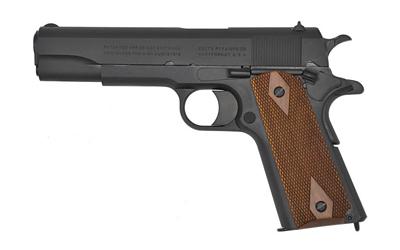 Military Retro Reproduction, Full Size 1911, 45ACP, 5" Barrel, Steel Frame, Matte Blued Finish, Wood Grips, Fixed Sights, Original Rollmarks, Limited Production, 7Rd, 1 Magazine O1911M