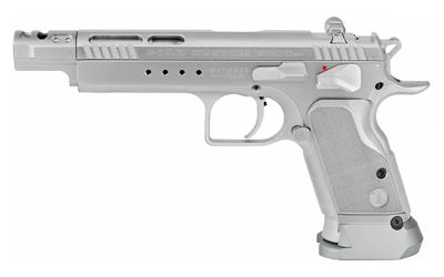 Witness Gold, Full Size, 38 Super, 6" Ported Barrel, Steel Frame, Chrome Finish, Aluminum Frame, Adjustable Sights, Ambidextrous Safety, 18Rd, 1 Magazine 600095