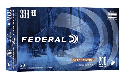 PowerShok, 338 Federal, 200 Grain, Soft Point, 20 Round Box 338FJ