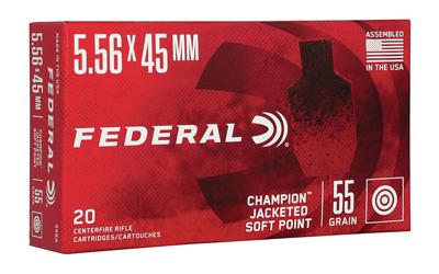 Champion, 556NATO, 55 Grain, Jacketed Soft Point, 20 Rounds Per Box 556A