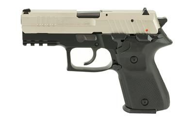 Rex Zero 1CP, Semi-automatic Pistol, DA/SA, 9MM, 3.85" Cold Hammer Forged Barrel, Nickel Plated/ Black 2 Tone Finish, 15Rd, Picatinny Rail, Fixed Sights, Ambi Safety and Magazine Release, Loaded Chamber Indicator REXZERO1CP-08