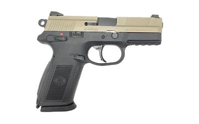 FNX-9, DA/SA, Semi-Automatic Pistol, Full Size, 9MM, 4" Barrel, Polymer Frame, FDE/Black Finish, Fixed 3-Dot Sights, Manual Safety, 2-17Rd Magazines, Fired Case 66670