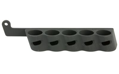 5 Shot Side Saddle, Fits Mossberg Shockwave, Holds 12 Gauge Ammunition, Angle Facilitates Easy Bottom Loading of the Magazine Tube and Top Loading of the Chamber, Black Finish GGG-2002