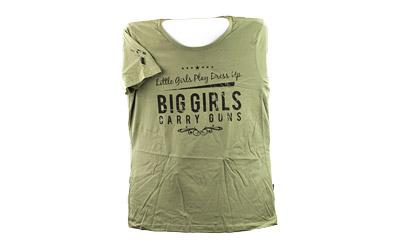 Short Sleeve Shirt, "Big Girls Carry Guns", XSmall, Women, OD Green AP95118
