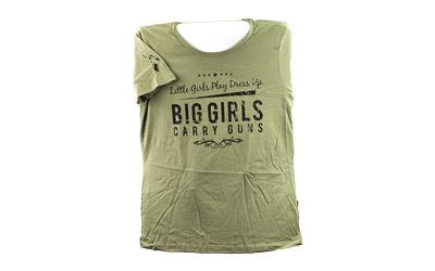 Short Sleeve Shirt, "Big Girls Carry Guns", Small, Women, OD Green AP95119