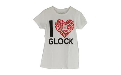 Short Sleeve Shirt, "I Love Glock", Women, Medium, White AP95138