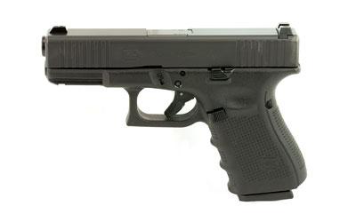 19 Gen 4, Safe Action, Full Size Pistol, 9MM, 4.01" Barrel, Polymer Frame, Matte Finish, Fixed Sights, 10Rd, 3 Magazines, Glock OEM Rail, Front Serrations, Extended Magazine Catch, Extended Slide Stop PG1950431FS