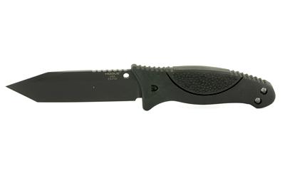 EX-F02, Fixed Blade, Black, Plain, Fixed, Tanto, Retention Sheath With Neoprene Leg Mount, 4.5", Polymer OverMolded 35246