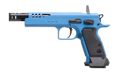 Domina, Semi-automatic, Single Action Only, Steel Frame Pistol, 9MM, 5.2" Barrel, Matte Finish, Blue, Polymer Grips, Ambidextrous Safety, No Sights, 19 Rounds, Muzzle Brake TF-DOM-9